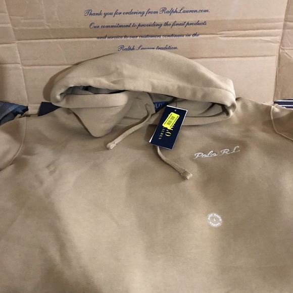 Polo Ralph Lauren Tan Polo Bear Hoodie Size L & XL - Picture 2 of 9